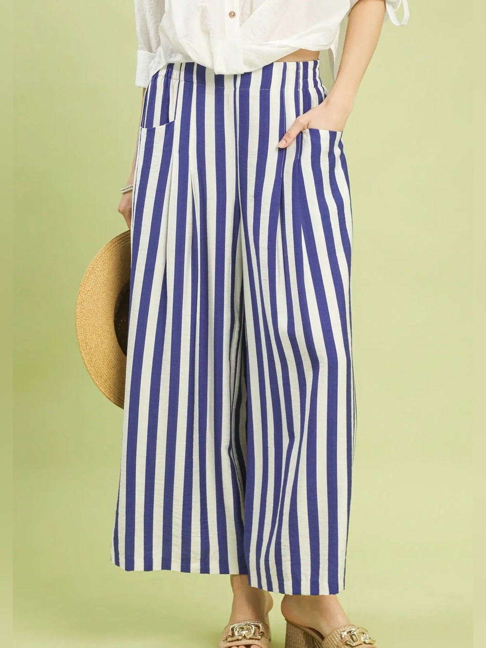 🌟SALE🌟Vertical Stripe Wide Leg Pants|BLUE